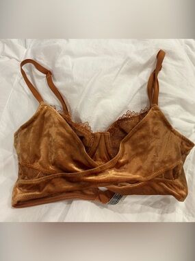 Free People Velvet Lace Bralette in Copper Brown
